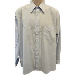 Arrow dover broadcloth size 17 easy care blue long sleeve button up dress shirt#